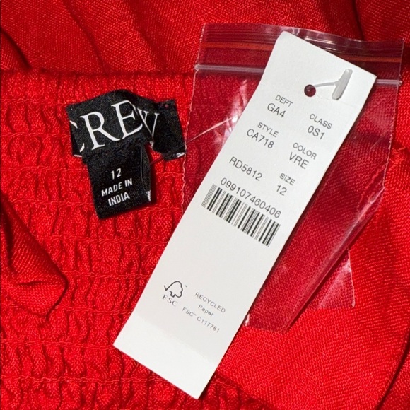 J Crew 100% Linen Square Neck Midi Dress SZ 12 - Picture 7 of 8